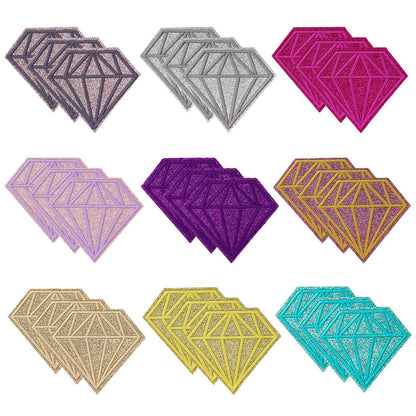 27Pcs Diamond Iron On Patches Shiny Glitter Embroidered Applique Decoration for Clothing Jackets Jeans Backpacks Trucker Hats Bags Denim Repair DIY Accessory Art Crafts