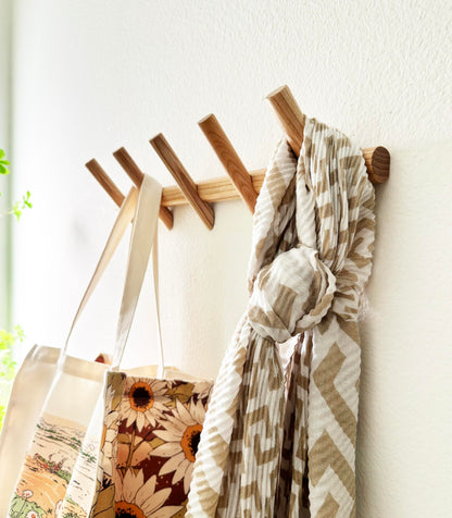Flynt Ave. Modern 5-Hook Wooden Coat Rack, Decorative Coat Rack wall Mount for Bags, Hats, Purse, Heavy Duty, Sturdy (Ash White)