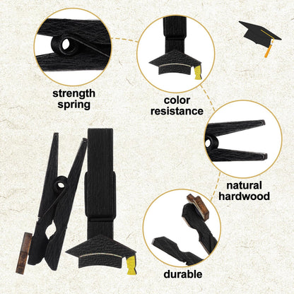 Amyhill Graduation Photo Clips for Picture Display 2026 Graduation Cap Close Pins for Photo Display Banner DIY Craft Kits 50 Clips with 400 Letter Beads 33ft Jute Twine for Grad Party Decorations