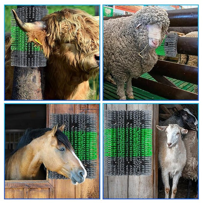 Extra Large Size Livestock Scratching Brush, Upgraded Horse/Goat/Cow/Cattle Scratcher Brush for Grooming, Itch Relief Horse Scratcher Brushes Kit with Two Sets of Mounting Screws(8-Pack,Gray)