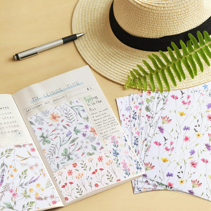 24 Sheets Floral Scrapbook Paper, Double Sided Patterned Scrapbook Paper, Wildflower Decorative Cardstock for DIY Crafts, Card Making, Photo Album, Junk Journal（12 x 12 Inch)