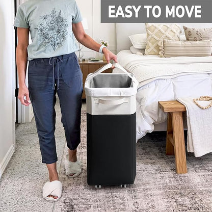 Goodpick Hamper with Wheels 75L 2-Pack, Tall Laundry Basket with Removable Wash