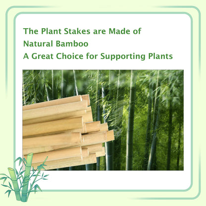 Garden Stakes 4ft, Natural Bamboo Stakes 4 Feet, Thicker Sturdy Plant Stakes 25 Pack for Tomatoes, Beans, Flowers, Potted and More Climbing Plants
