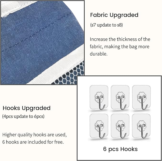 2pcs Middle Wall Hanging Organizer Bag, Linen Fabric Door Hanging Storage Basket