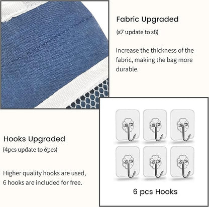 2pcs Middle Wall Hanging Organizer Bag, Linen Fabric Door Hanging Storage Basket