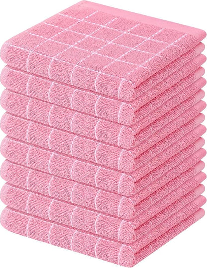 Mordimy 100% Cotton Terry Cloth Dish Cloths, Soft and Absorbent Checkered Dish