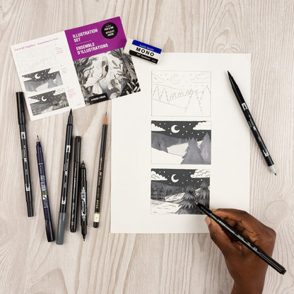 Tombow 56302 Illustration Set. Includes 9 Tools for Drawing, Sketching and Illustrating.