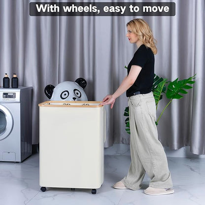 Lagre Laundry Basket with Wheels, Laundry Hamper with Lid, 160L Clothes Hamper