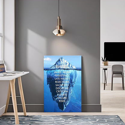 Inspirational Success Canvas Wall Art Blue Iceberg Motivation Quotes Print Poster Picture Artworks For Home school Office Artwork Decor Gift Ready to Hang (12''x 16'' 30 x 40 cm)