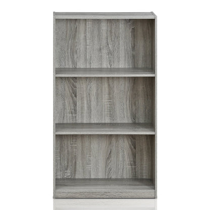 Furinno BASIC Book Shelf, 3-Tier Bookshelf with Open Shelves, Standing Bookcase, 9.3" x 21.8" x 39.5", for Organization and Storage, for Living Room, Bedroom, Home Office, French Oak