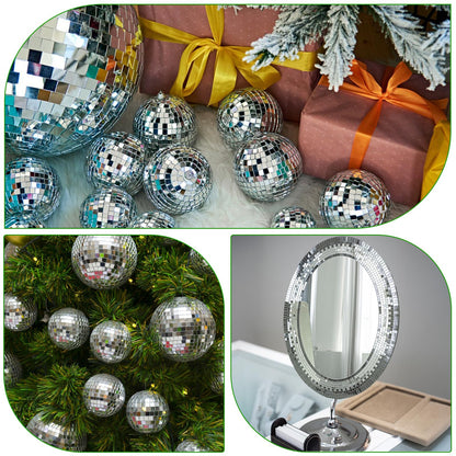 16000 Pcs Disco Ball Mirror Tiles, 10 Rolls Self-Adhesive Mirror Stickers, 5x5mm Real Glass Mini Square Mosaic Tiles for DIY Crafts, Home Decor, Party Decoration