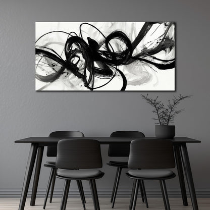 AUUZAIUA Abstract Wall Art for Living Room Black and White Swirl Lines Pictures Large Minimalist Artwork for Bedroom Kitchen Office Canvas Prints 20"x40"