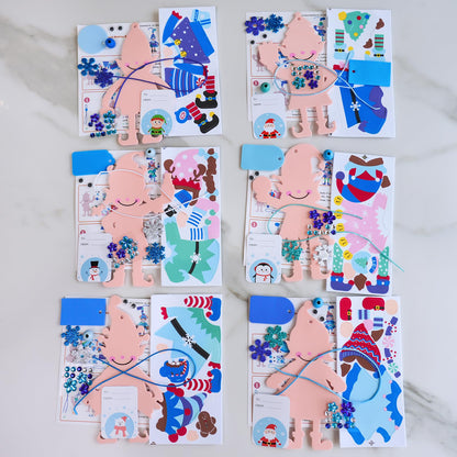 Winlyn 24 Sets Winter Decorations DIY Elf Ornaments Christmas Craft Kits Foam Elf with Snowflake Festive Foam Stickers for Kids Holiday Seasonal Gift Home Classroom Activities Party Favors