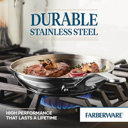 Farberware Millennium Stainless Steel Pots and Pans Set, 10-Piece Induction Cookware Set, Silver