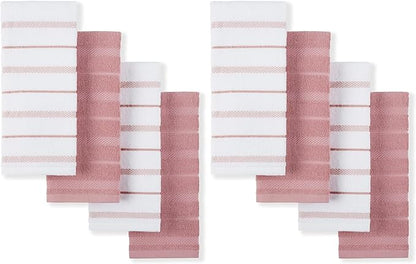 KitchenAid Albany Kitchen Towel 4-Pack Set, Dried Rose/White
