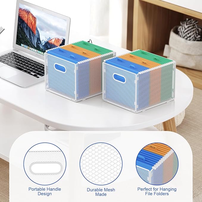 samstar 2 Pack Hanging File Organizer, Mesh File Folder Box Filing Box Cabinet