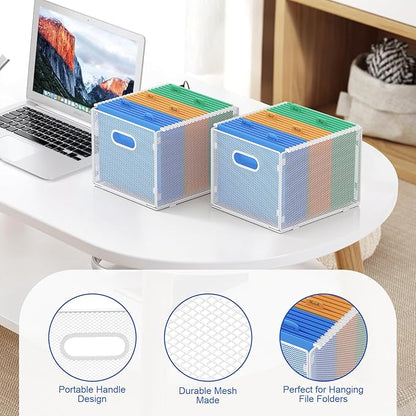 samstar 2 Pack Hanging File Organizer, Mesh File Folder Box Filing Box Cabinet