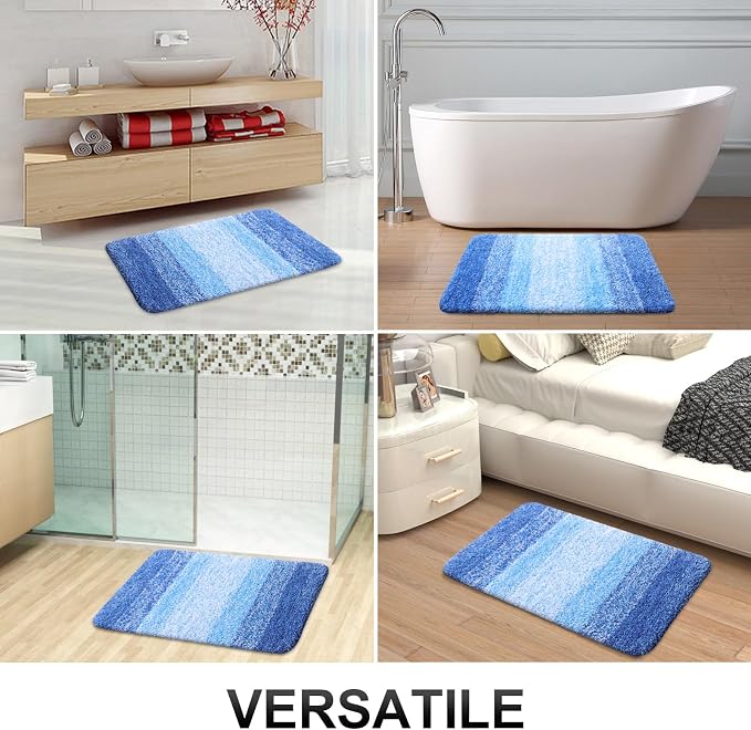 OLANLY Bathroom Runner Rugs Mat 44x24, Extra Soft Absorbent Microfiber Bath Rugs, Rubber Backing, Quick Dry, Long Bath Mats for Bathroom, Tub and Shower, Home Decor Accessories, Light Royal Blue
