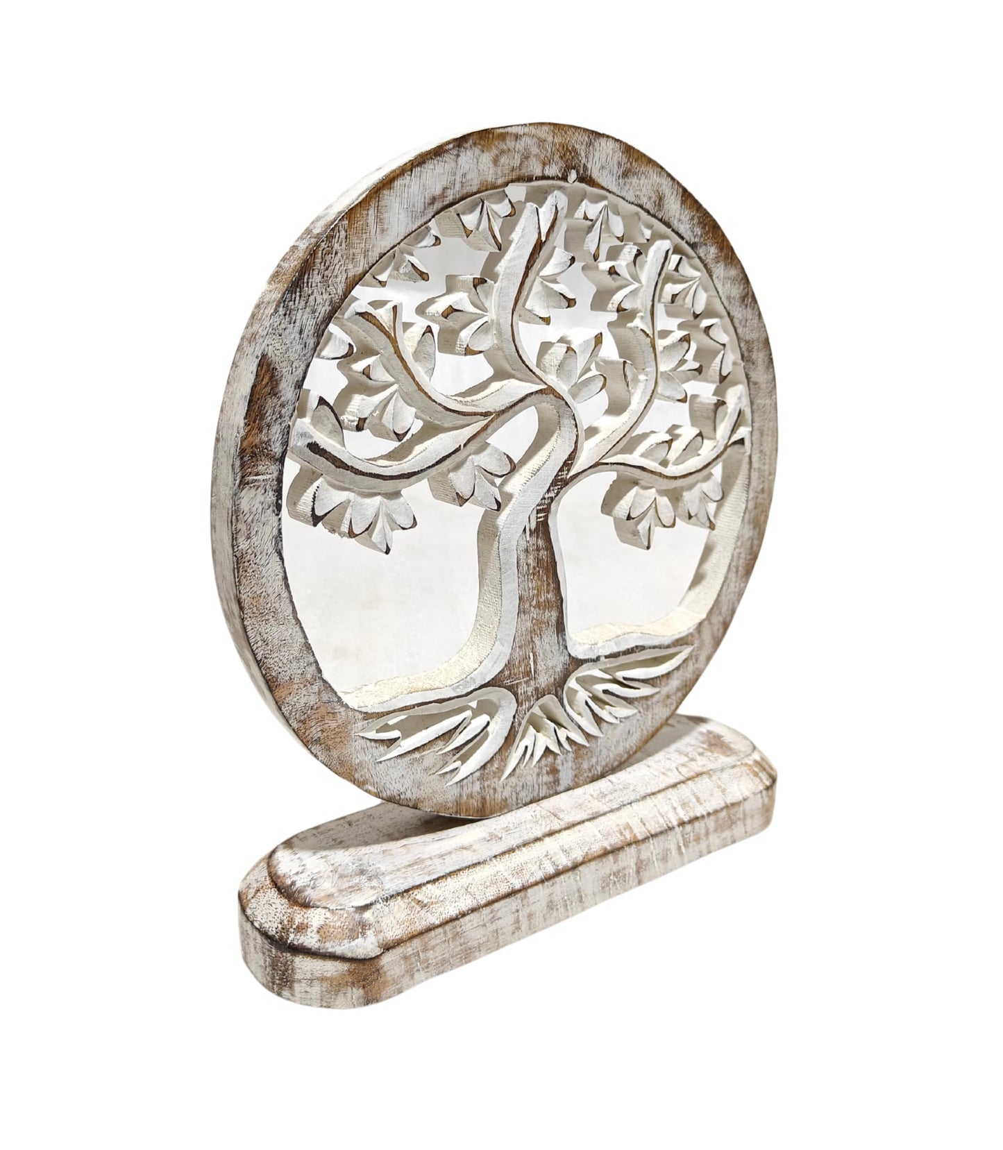 VANIYA CRAFTS® Wooden Carved Handmade Engraved Table Decor Tree of Life Table Sculpture Home Decor Statue for Living Room, Bedroom, Office Desktop, Cabinets
