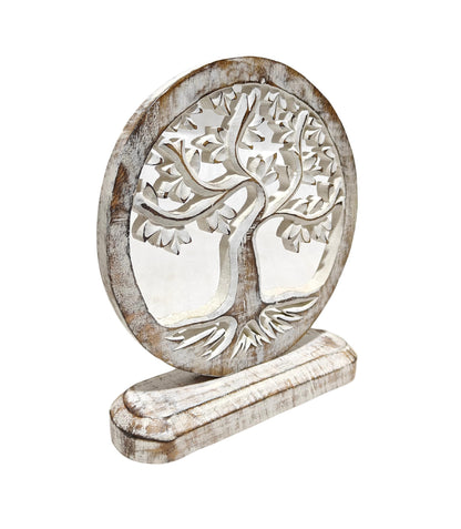 VANIYA CRAFTS® Wooden Carved Handmade Engraved Table Decor Tree of Life Table Sculpture Home Decor Statue for Living Room, Bedroom, Office Desktop, Cabinets