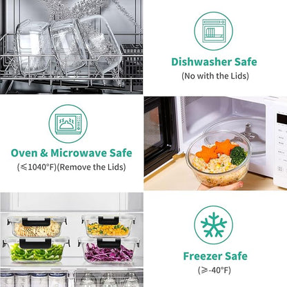 34pcs Glass Food Storage Containers