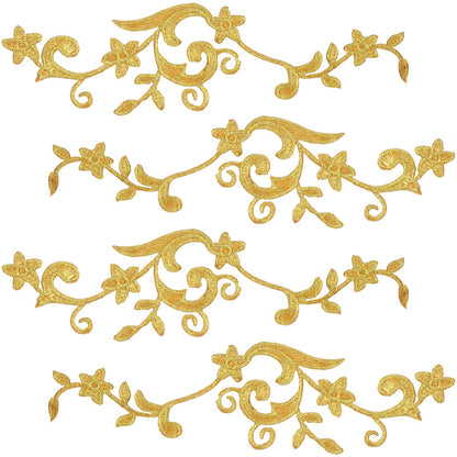 ULTNICE 5 Pairs of Gold Flower Embroidery Patches Sew On Iron-on Sewing Appliques for Clothing Repair and DIY Sewing Craft Decor