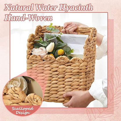 LemonRoad Wall Hanging Wicker Basket Set of 2, Handwoven Water Hyacinth Basket