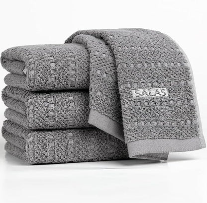 SALAS Kitchen Dish Towels, Bulk Cotton Kitchen Hand Towels, 390 GMS Plaid Dish