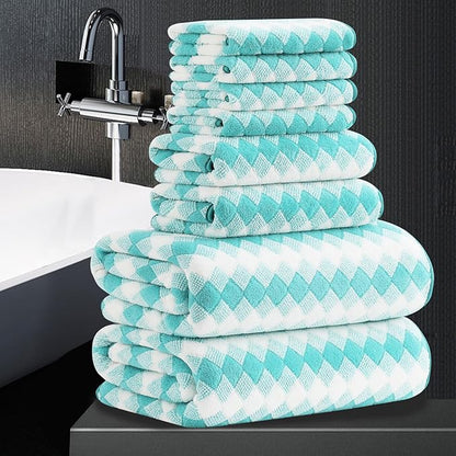 8 Piece Bathroom Towel Set |2 Oversized Bath Towels, 2 Hand Towels, 4