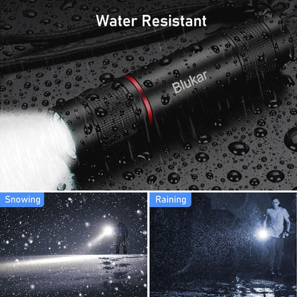 Blukar Flashlight Rechargeable, High Lumens Flashlight, Super Bright Small LED Flash Light- Zoomable, Adjustable Brightness, Long Lasting for Camping, Outdoors and Home Emergency