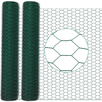 GlikCeil 12 in X 200 ft Chicken Wire Fencing Metal Floral Chicken Wire Mesh for Crafts Poultry Garden, 1 Inch Hexagonal Galvanized Hardware Netting for Poultry Coop Barrier Rabbit Cage (Green)