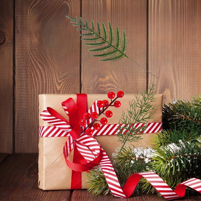 Gitechft 50 PCS Artificial Pine Branches Fake Greenery Pine Picks Artificial Red Berry Stems,Xmas Stems,Christmas Pine Needles for Wreath Decorations