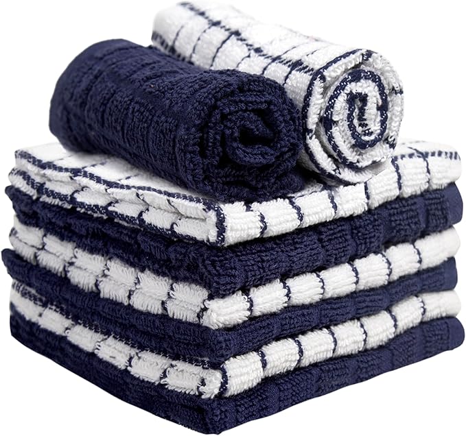 Bumble Premium Cotton Dish Cloths 12" x 12"| Navy Design | 405 GSM | Highly