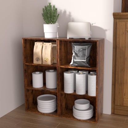 NewBeth Wooden 3 Cube Storage Organizer, 3 Tier Low Bookcase Freestanding Storage Display Organizer,Versatile Cubes Shelf and Cubby Unit for Any Space
