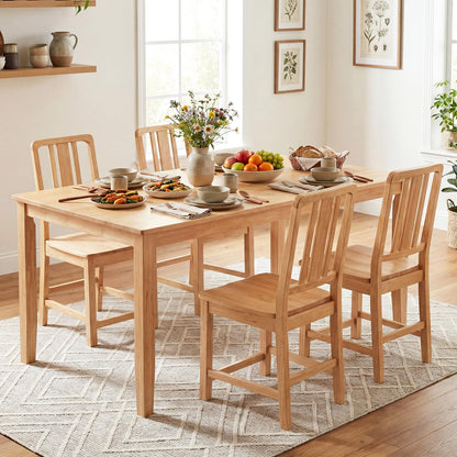 Giantex Wood Dining Chairs Set of 2, Rubber Wood Kitchen Chairs with Hollowed Backrest, Natural Dining Room Chair, Wooden Side Chairs for Living Room Restaurant