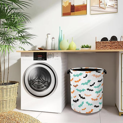 Colorful Bats Laundry Basket, Halloween Foldable