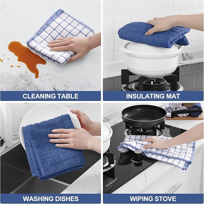 Homaxy Premium Cotton Kitchen Towels 16"x 28", Large Natural Ring Spun 390 GSM
