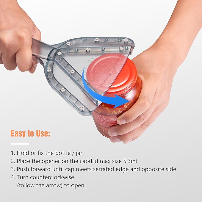 Uinxan Jar Opener for Weak Hands & Seniors with Arthritis - Handheld Manual | Effortlessly Opens Stubborn Screw Lids & Bottle Caps. 304 Stainless Steel. Durable. Patented Kitchen Gadget (Orange)