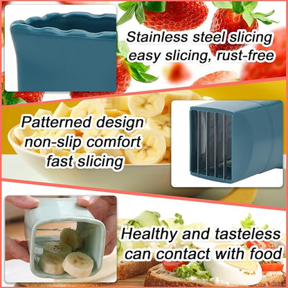 TULOBI 3 PCS Cup Slicer, Stainless Steel Egg Stainless, Strawberry Slicer, Mini Fruit Slicer Cup, Quickly Making Fruit Vegetable Salad, Creative Convenient Kitchen Gadget (Navy Blue + Pink + Cyan)