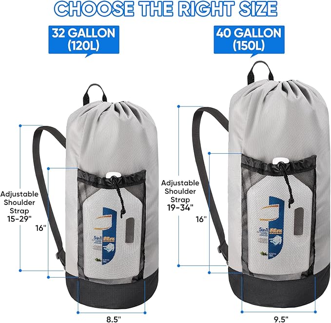 BALEINE 2PK 120L Laundry Bag Backpack, 900D Oxford Fabric Large Travel Laundry