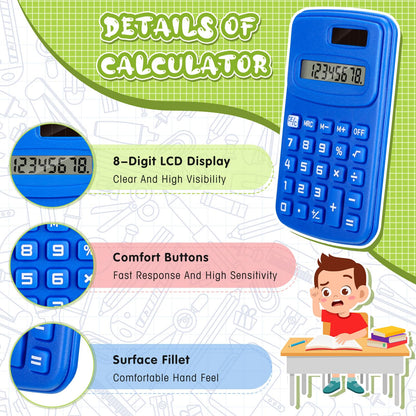 LEIFIDE 24 Pack Pocket Calculator Small Bulk Basic 4 Function Calculator 8 Digit Display Battery Powered for Desktop Home Office School Student Kids (Classic Colors)