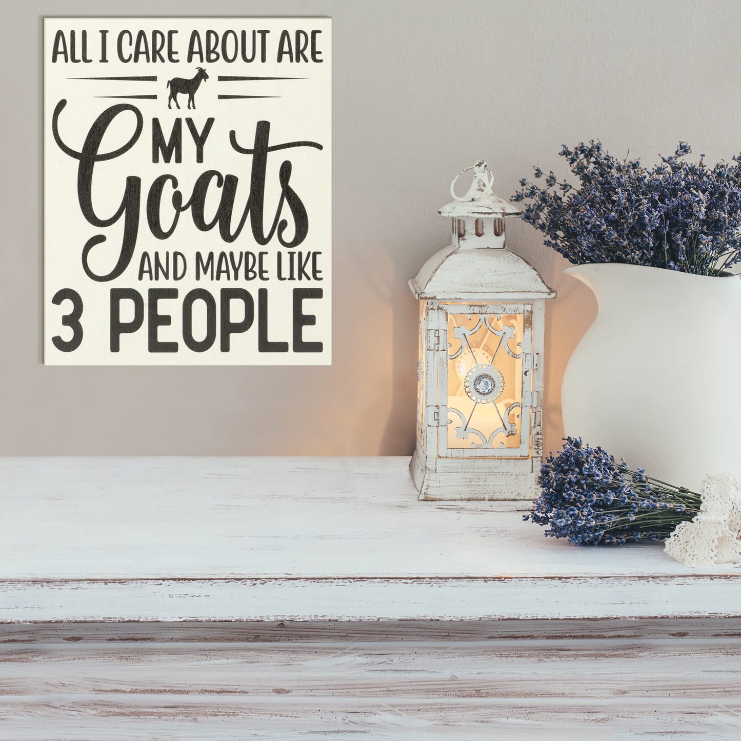 JennyGems All I Care About Are My Goats and Maybe 3 People Wooden Sign, Goat Gifts for Goat Lovers, Farm Decor, Made in USA