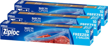 Ziploc Two Gallon Food Storage Freezer Bags, Grip 'n Seal Technology for Easier Grip, Open, and Close, 10 Count, Pack of 3 (30 Total Bags) (Packaging May Vary)