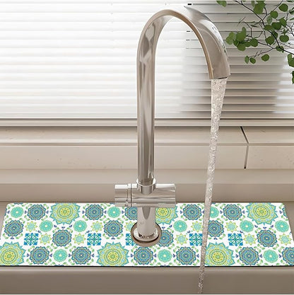 Patterned Sink Faucet Mat Kitchen Splash Guard Super Absorbent Drying Mat