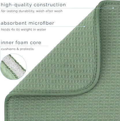S&T INC. Dish Drying Mat Jumbo, 18” x 30”, Absorbent Microfiber Kitchen Counter Mat, Dish Drying Pad for Dishes, Utensils, Pots and Pans, Jumbo, Sage Green