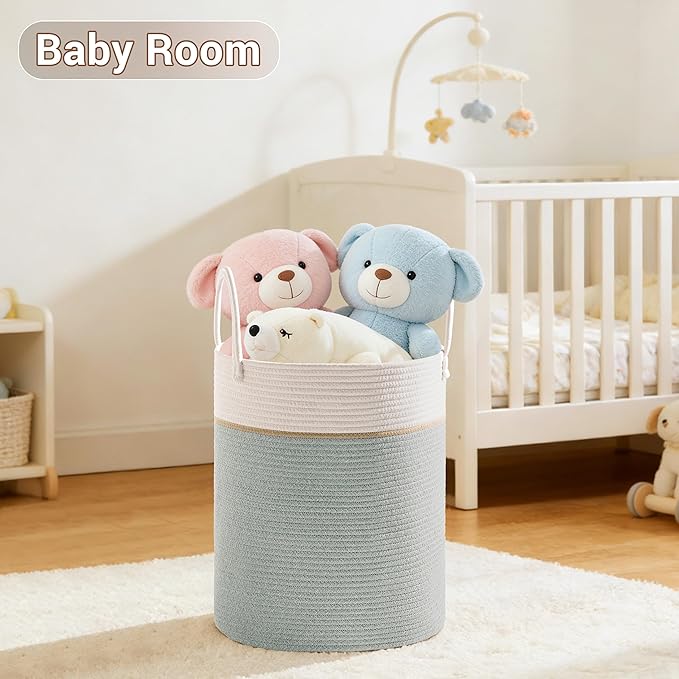 Tall Laundry Basket with Handles, 72L Portable Dirty Clothes Hamper, Boho