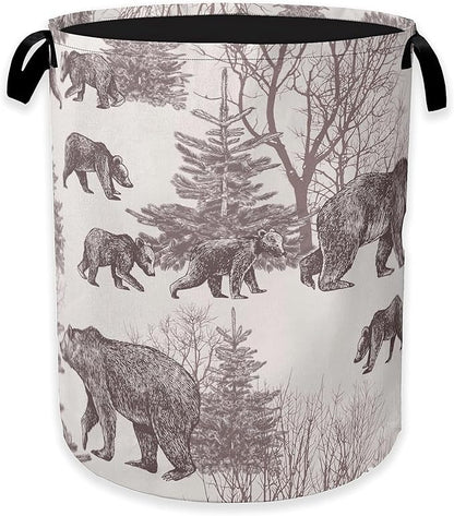 Forest Bear Laundry Hamper, Vintage Animal Clothes Hamper