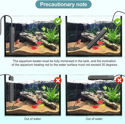 500W Aquarium Heater for 70-120 Gallon with Auto Shut-Off When Leaving Water—Submersible Fish Tank Heater, Dry-Burn & Overheat Protection, Explosion-Proof, Freshwater Saltwater Large Tank