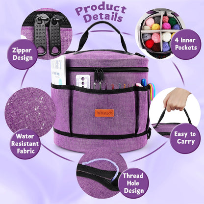 Katech Crochet Kit for Beginners, Beginner Crochet Kit for Adults-Crochet Kits Includes Crochet Hooks Knitting Bag Crochet Yarn for Crocheting Instruction Knitting Kit Crochet Supplies Gift