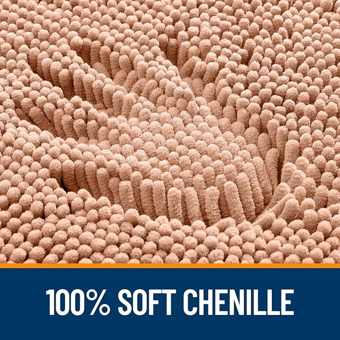 OLANLY Large Bathroom Rugs 50x30, Extra Soft Absorbent Chenille Bath Rugs, Rubber Backing Quick Dry, Machine Washable Bath Mats for Bathroom Floor, Tub and Shower, Home Decor Accessories, Peach